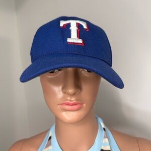 Texas Rangers Hat Cap Strap Back Blue Red MLB Baseball Logo Nike Legacy91